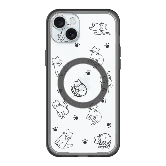 スリムプロテクションプレミアムケース with MagSafe［ オリジナル - CASEPLAYネコ総柄 - black ］