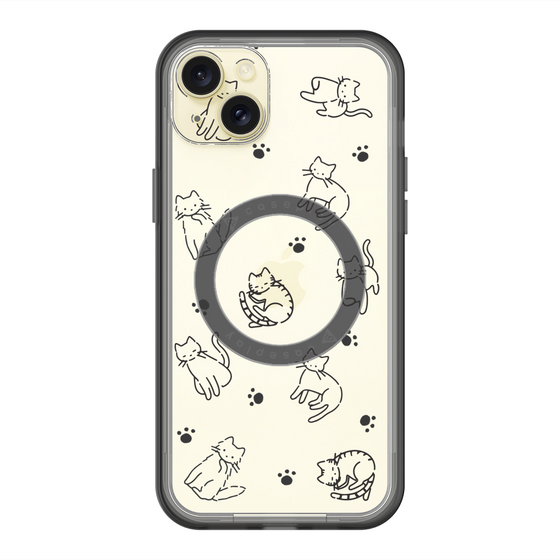 スリムプロテクションプレミアムケース with MagSafe［ オリジナル - CASEPLAYネコ総柄 - black ］