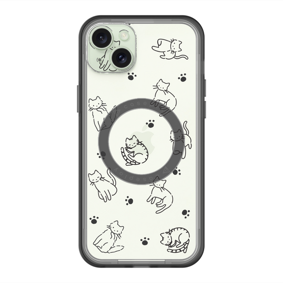 スリムプロテクションプレミアムケース with MagSafe［ オリジナル - CASEPLAYネコ総柄 - black ］