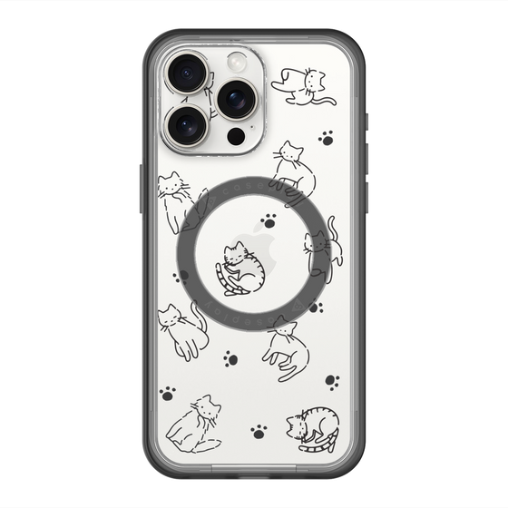 スリムプロテクションプレミアムケース with MagSafe［ オリジナル - CASEPLAYネコ総柄 - black ］