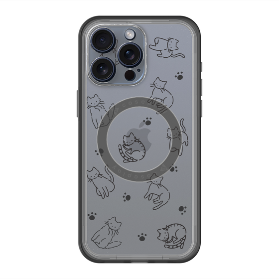スリムプロテクションプレミアムケース with MagSafe［ オリジナル - CASEPLAYネコ総柄 - black ］