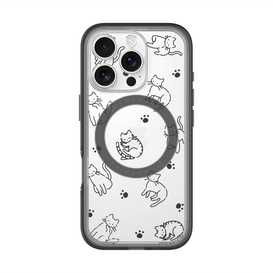 スリムプロテクションプレミアムケース with MagSafe［ オリジナル - CASEPLAYネコ総柄 - black ］
