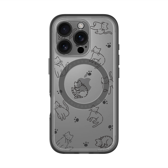 スリムプロテクションプレミアムケース with MagSafe［ オリジナル - CASEPLAYネコ総柄 - black ］