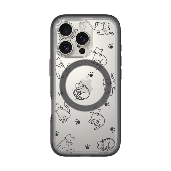 スリムプロテクションプレミアムケース with MagSafe［ オリジナル - CASEPLAYネコ総柄 - black ］