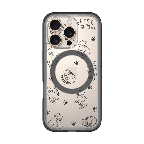 スリムプロテクションプレミアムケース with MagSafe［ オリジナル - CASEPLAYネコ総柄 - black ］