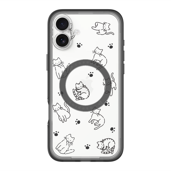 スリムプロテクションプレミアムケース with MagSafe［ オリジナル - CASEPLAYネコ総柄 - black ］
