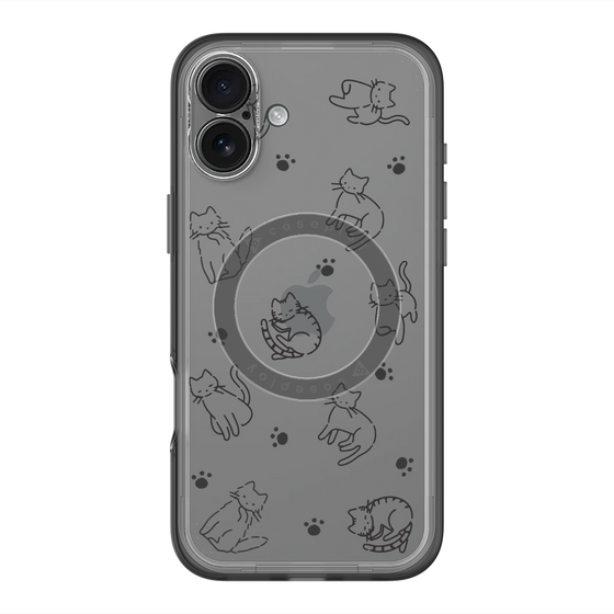 スリムプロテクションプレミアムケース with MagSafe［ オリジナル - CASEPLAYネコ総柄 - black ］
