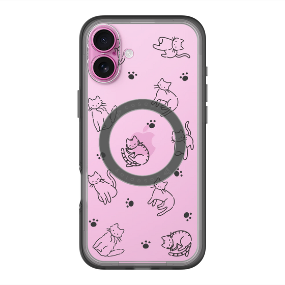スリムプロテクションプレミアムケース with MagSafe［ オリジナル - CASEPLAYネコ総柄 - black ］