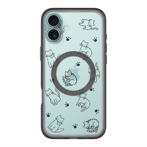 スリムプロテクションプレミアムケース with MagSafe［ オリジナル - CASEPLAYネコ総柄 - black ］