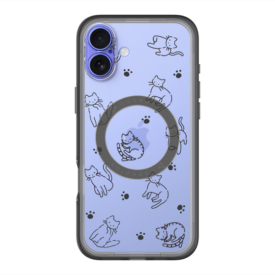 スリムプロテクションプレミアムケース with MagSafe［ オリジナル - CASEPLAYネコ総柄 - black ］