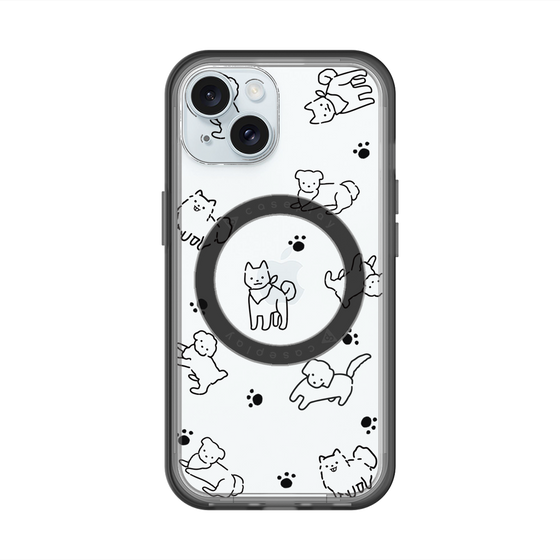 スリムプロテクションプレミアムケース with MagSafe［ オリジナル - CASEPLAYイヌ総柄 - black ］