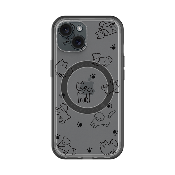 スリムプロテクションプレミアムケース with MagSafe［ オリジナル - CASEPLAYイヌ総柄 - black ］