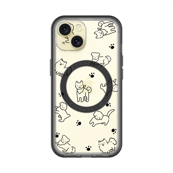 スリムプロテクションプレミアムケース with MagSafe［ オリジナル - CASEPLAYイヌ総柄 - black ］