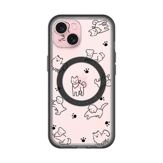 スリムプロテクションプレミアムケース with MagSafe［ オリジナル - CASEPLAYイヌ総柄 - black ］