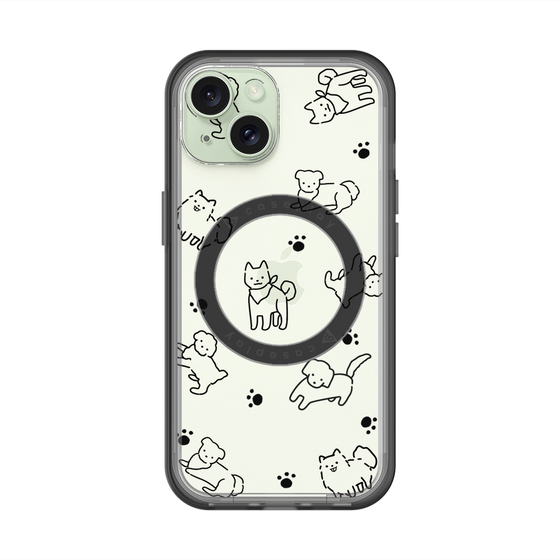 スリムプロテクションプレミアムケース with MagSafe［ オリジナル - CASEPLAYイヌ総柄 - black ］
