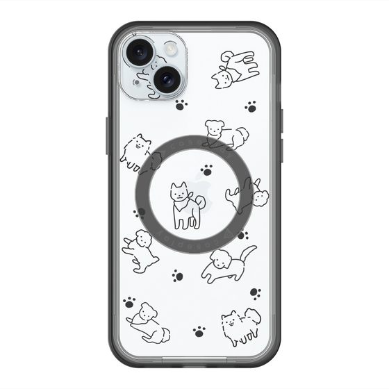 スリムプロテクションプレミアムケース with MagSafe［ オリジナル - CASEPLAYイヌ総柄 - black ］