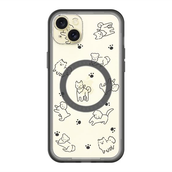 スリムプロテクションプレミアムケース with MagSafe［ オリジナル - CASEPLAYイヌ総柄 - black ］