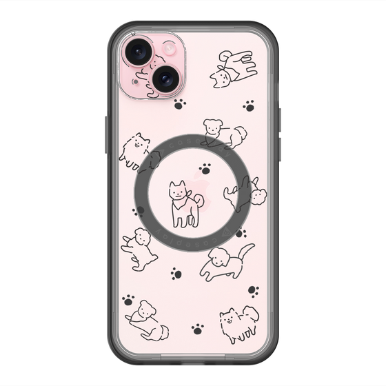 スリムプロテクションプレミアムケース with MagSafe［ オリジナル - CASEPLAYイヌ総柄 - black ］