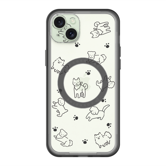 スリムプロテクションプレミアムケース with MagSafe［ オリジナル - CASEPLAYイヌ総柄 - black ］