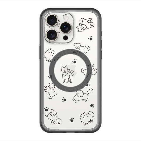 スリムプロテクションプレミアムケース with MagSafe［ オリジナル - CASEPLAYイヌ総柄 - black ］
