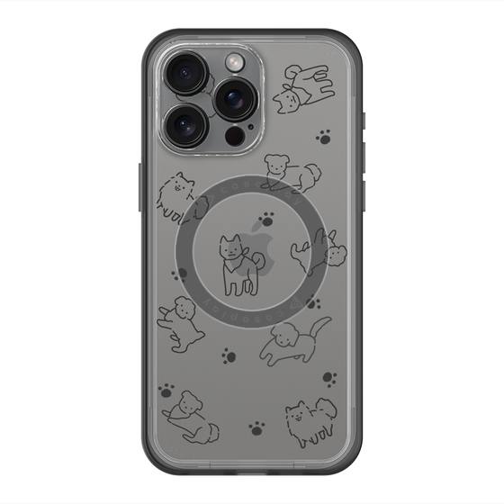 スリムプロテクションプレミアムケース with MagSafe［ オリジナル - CASEPLAYイヌ総柄 - black ］