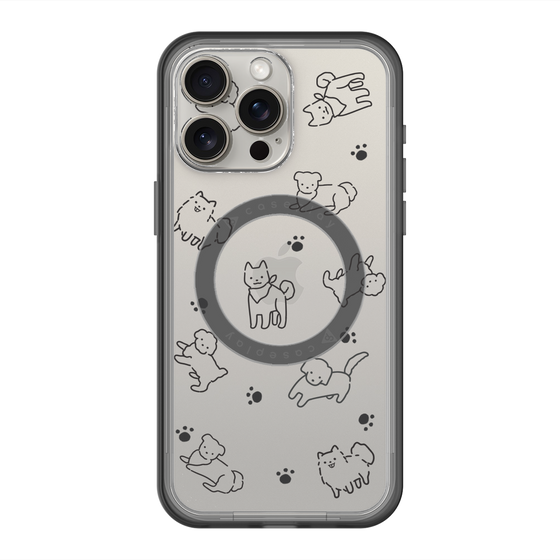 スリムプロテクションプレミアムケース with MagSafe［ オリジナル - CASEPLAYイヌ総柄 - black ］
