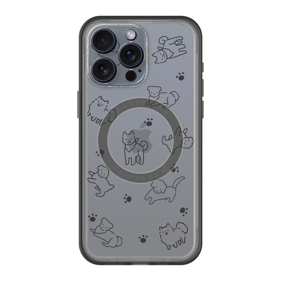 スリムプロテクションプレミアムケース with MagSafe［ オリジナル - CASEPLAYイヌ総柄 - black ］