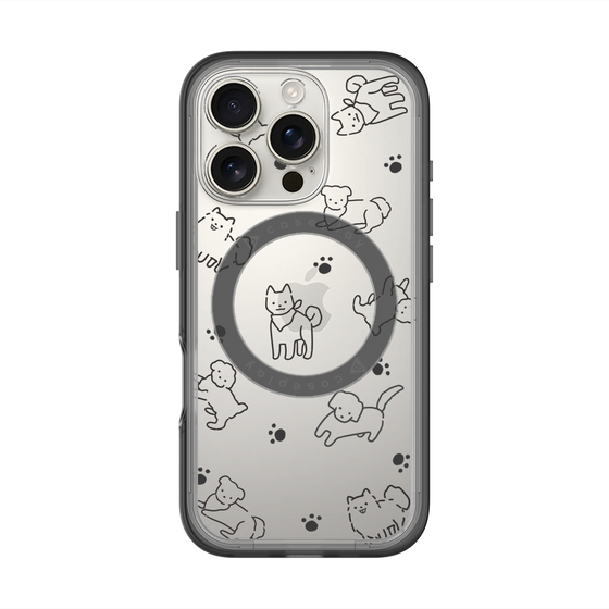 スリムプロテクションプレミアムケース with MagSafe［ オリジナル - CASEPLAYイヌ総柄 - black ］
