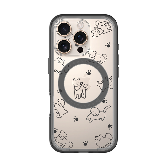 スリムプロテクションプレミアムケース with MagSafe［ オリジナル - CASEPLAYイヌ総柄 - black ］