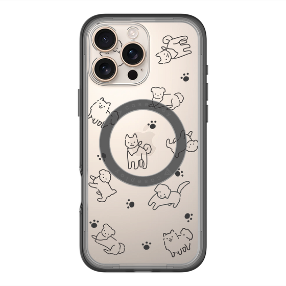 スリムプロテクションプレミアムケース with MagSafe［ オリジナル - CASEPLAYイヌ総柄 - black ］