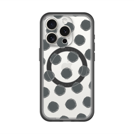 スリムプロテクションプレミアムケース with MagSafe［ オリジナル - 推し色水玉 - ブラック ］