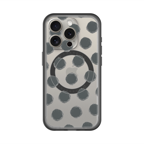 スリムプロテクションプレミアムケース with MagSafe［ オリジナル - 推し色水玉 - ブラック ］