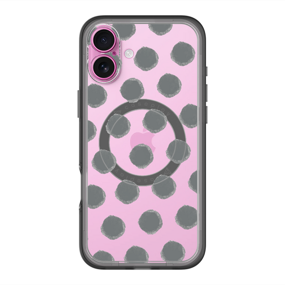 スリムプロテクションプレミアムケース with MagSafe［ オリジナル - 推し色水玉 - ブラック ］