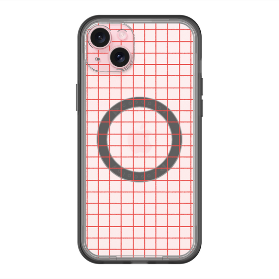 スリムプロテクションプレミアムケース with MagSafe［ オリジナル - 推し色チェック - レッド ］