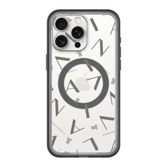 スリムプロテクションプレミアムケース with MagSafe［ LANVIN COLLECTION - タイポグラフィ - グレー ］