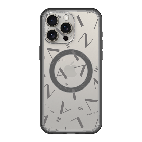 スリムプロテクションプレミアムケース with MagSafe［ LANVIN COLLECTION - タイポグラフィ - グレー ］