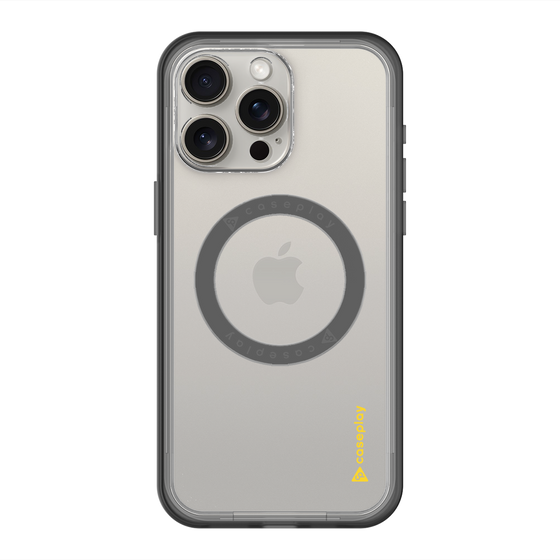 スリムプロテクションプレミアムケース with MagSafe［ オリジナル - caseplayロゴ - イエロー/B ］
