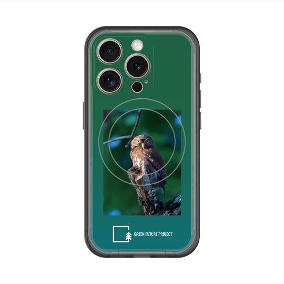 スリムプロテクションプレミアムケース with MagSafe［ Green Future Project - Ferruginous Pygmy Owl ］