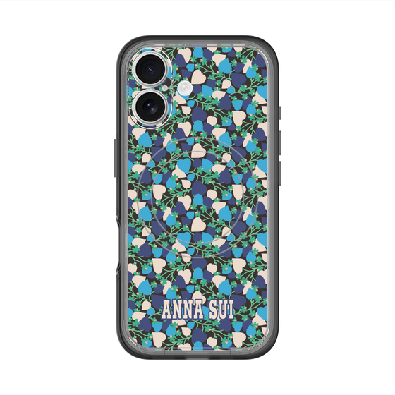 スリムプロテクションプレミアムケース with MagSafe［ ANNA SUI - HEARTS VINE - BLUE ］