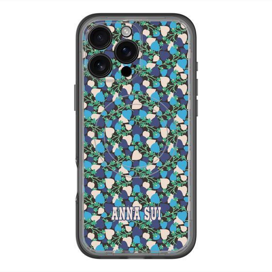 スリムプロテクションプレミアムケース with MagSafe［ ANNA SUI - HEARTS VINE - BLUE ］