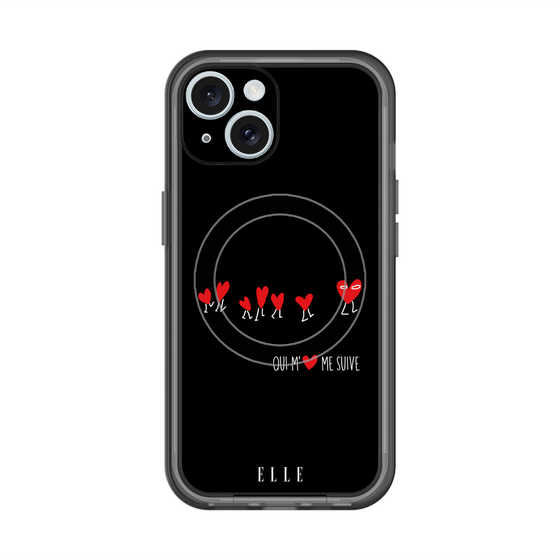 スリムプロテクションプレミアムケース with MagSafe［ ELLE - Let who love me follow me - ブラック ］