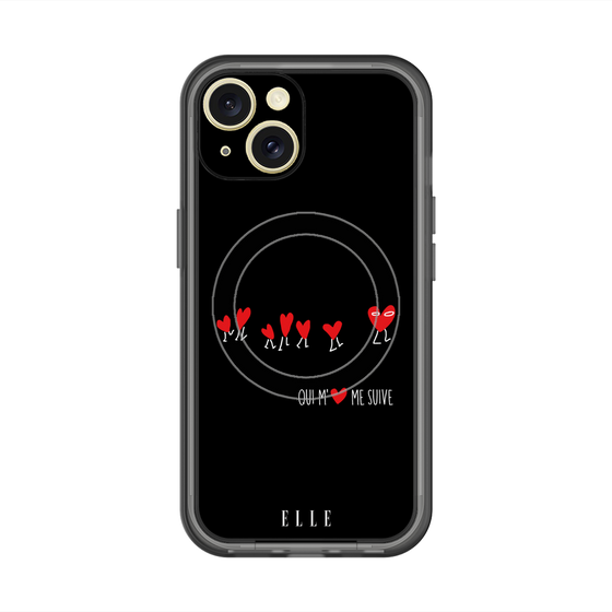 スリムプロテクションプレミアムケース with MagSafe［ ELLE - Let who love me follow me - ブラック ］