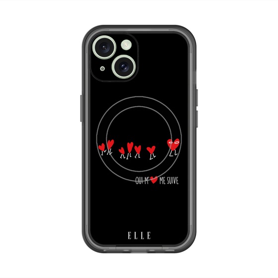 スリムプロテクションプレミアムケース with MagSafe［ ELLE - Let who love me follow me - ブラック ］
