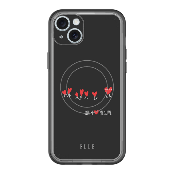 スリムプロテクションプレミアムケース with MagSafe［ ELLE - Let who love me follow me - ブラック ］