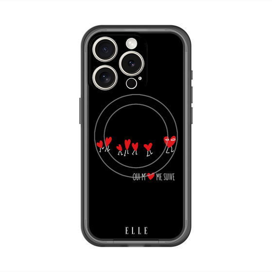 スリムプロテクションプレミアムケース with MagSafe［ ELLE - Let who love me follow me - ブラック ］