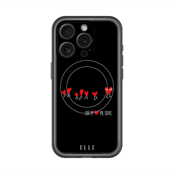 スリムプロテクションプレミアムケース with MagSafe［ ELLE - Let who love me follow me - ブラック ］