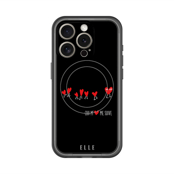 スリムプロテクションプレミアムケース with MagSafe［ ELLE - Let who love me follow me - ブラック ］