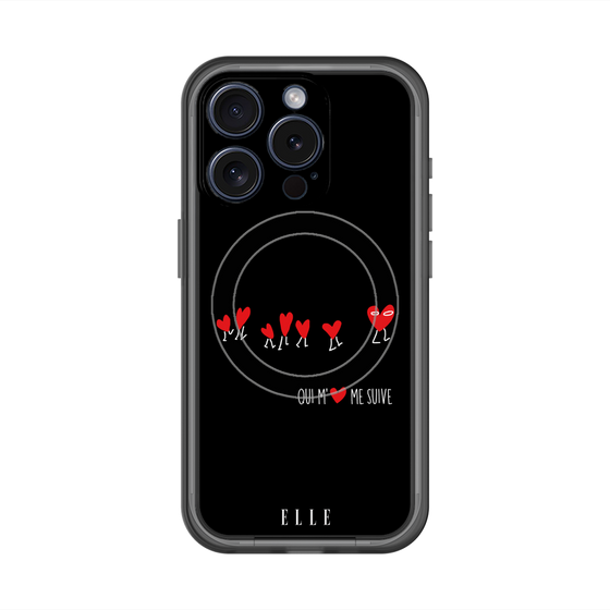 スリムプロテクションプレミアムケース with MagSafe［ ELLE - Let who love me follow me - ブラック ］