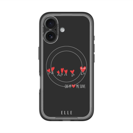 スリムプロテクションプレミアムケース with MagSafe［ ELLE - Let who love me follow me - ブラック ］
