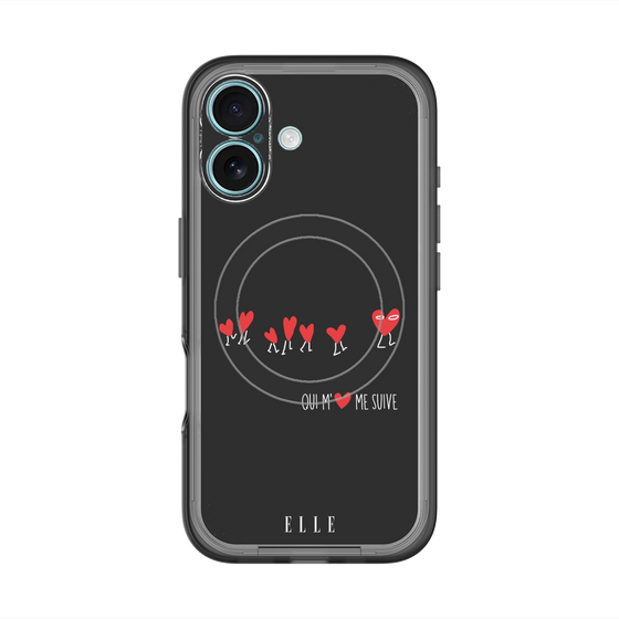 スリムプロテクションプレミアムケース with MagSafe［ ELLE - Let who love me follow me - ブラック ］